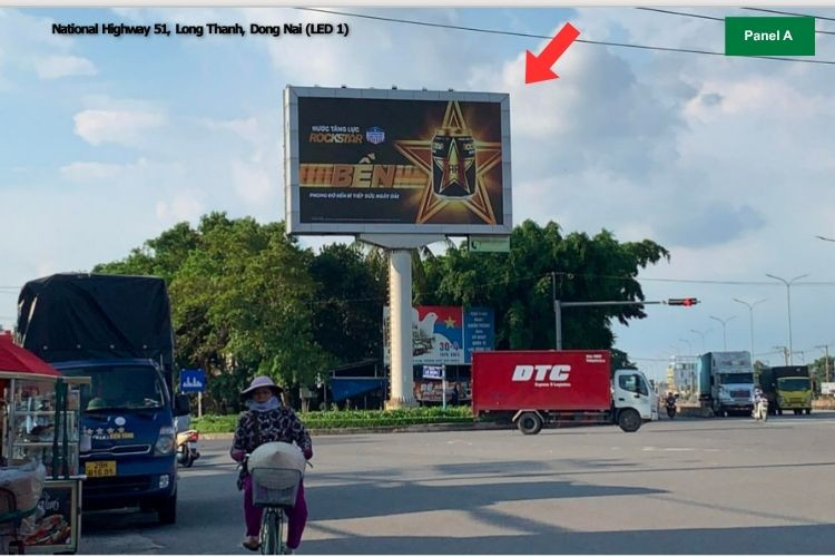 Horizontal LED Unipole Billboard at National Highway 51, Ho Chi Minh City (Panel A)