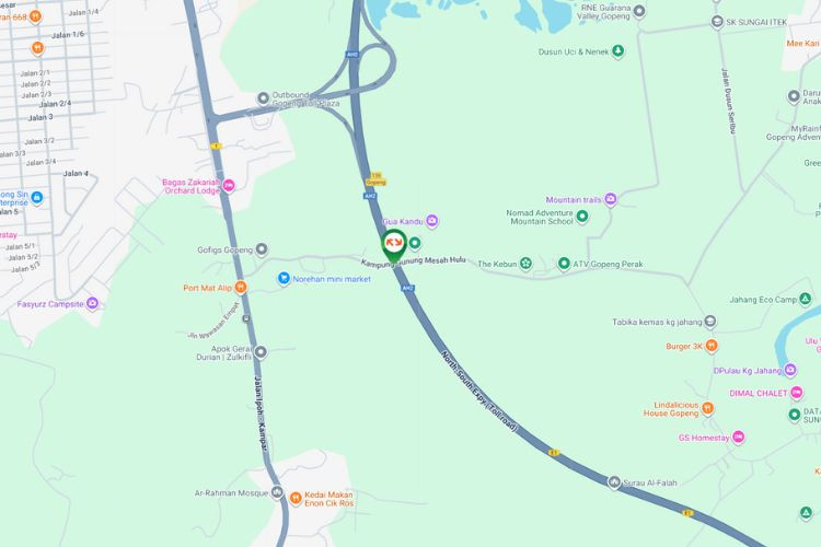 Map - Overhead Bridge Billboard at NSE Highway KM297.5, Gopeng, Perak (near Gopeng Exit)