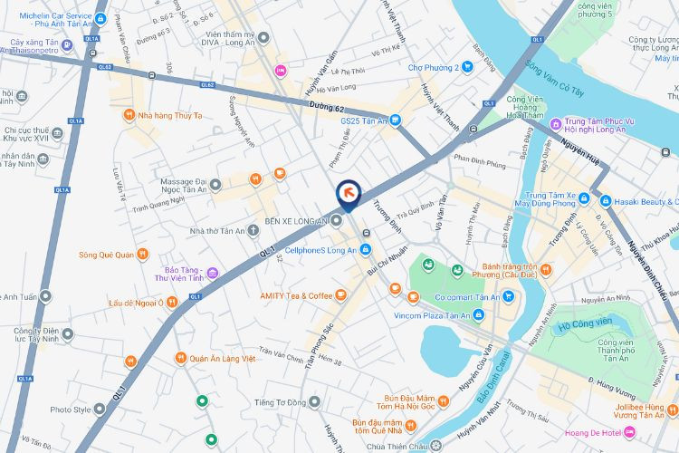 Map -  Horizontal LED Unipole Billboard at Hung Vuong, Tan An Ward, Tay Ninh (Hung Vuong - QL1A Intersecton)