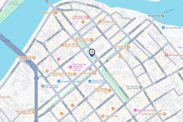 Map - Horizontal LED Unipole Billboard at Hai Ba Trung Park, Long Xuyen Ward, An Giang