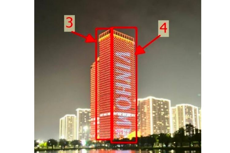 LED facade Billboard at Technopark Tower, Gia Lam, Ha Noi City (Vinhomes Ocean Park)