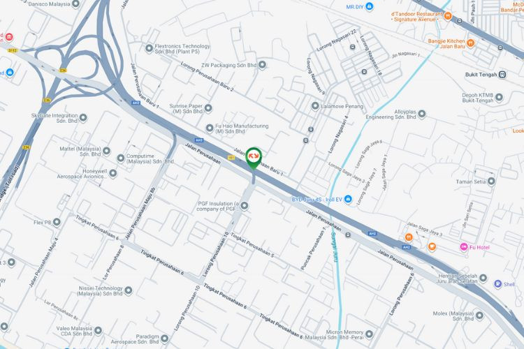 Map - Overhead Bridge Billboard at NSE KM140.7, Perai, Penang