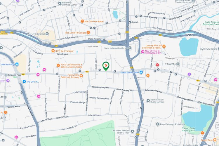 Map - Vertical Minipole Billboard at Jalan Ampang / Lorong Enau, Kuala Lumpur (infront of Embassy of the Russian Federation)