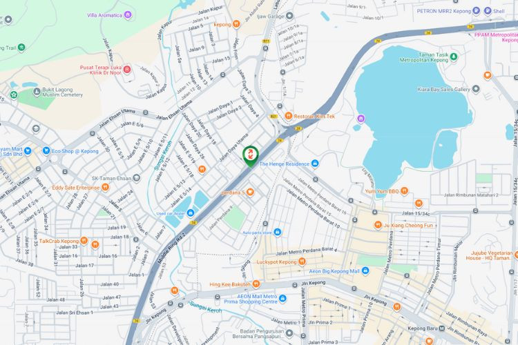 Map - Overhead Bridge Billboard at MRR2 Highway KM3.8, Sungai Buloh, Selangor