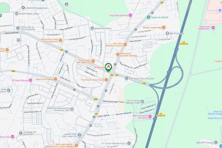 Map - Free Standing Billboard at Jalan Sultanah / Jalan Langgar, Alor Setar, Kedah (after Plaza Tol Alor Setar Utara)