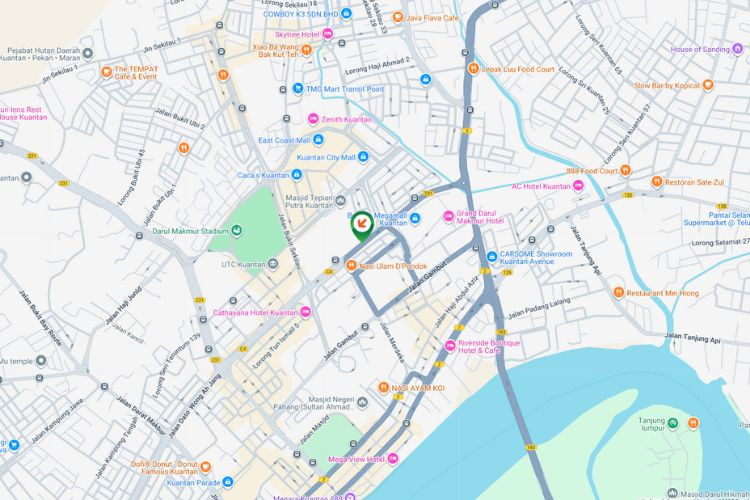 Map - Vertical Unipole Billboard at Jalan Tun Ismail, Kuantan, Pahang