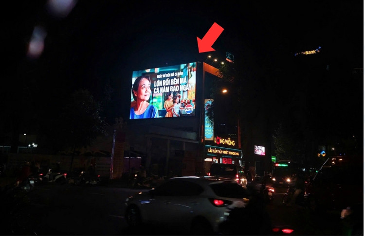 Night view - Horizontal LED Wall Cladding Billboard at 11-11A Pham Ngoc Thach Street, Xuan Hoa Ward, Ho Chi Minh City