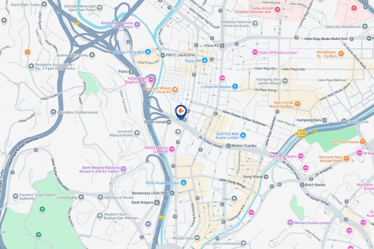 Map - Vertical Digital Screen Billboard at Jalan Sultan Ismail, Kuala Lumpur (Jalan Raja Laut, near Wisma FGV)