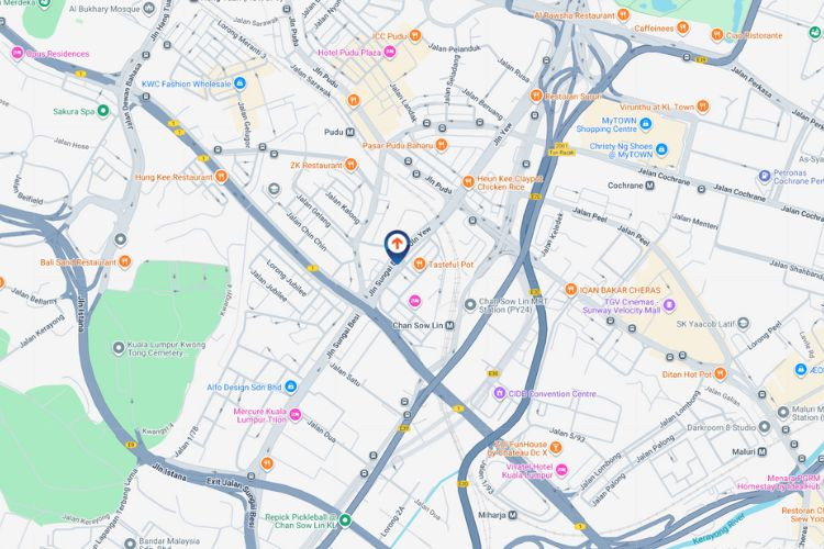 Map - Vertical Digital Screen Billboard at Jalan Yew, Kuala Lumpur (next to Fraser Business Park)