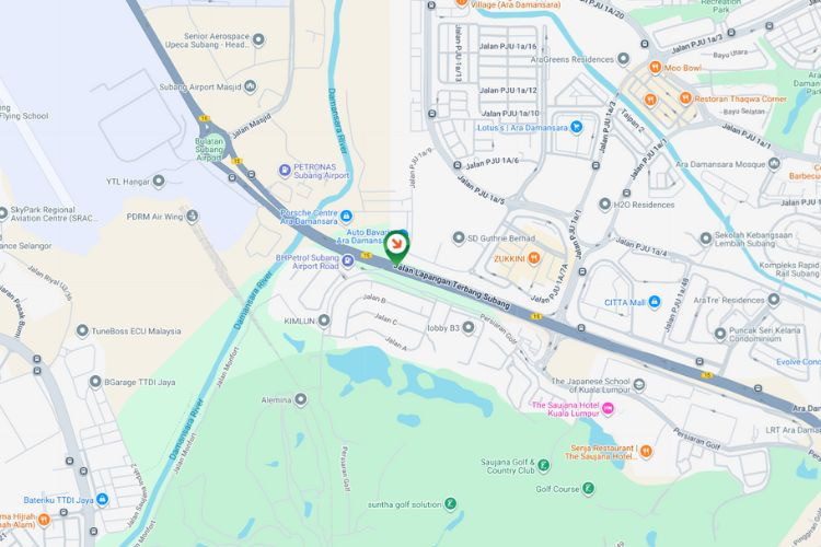 Map - Mini Gantry Billboard at Jalan Lapangan Terbang Subang, Ara Damansara, Selangor (near Auto Bavaria)