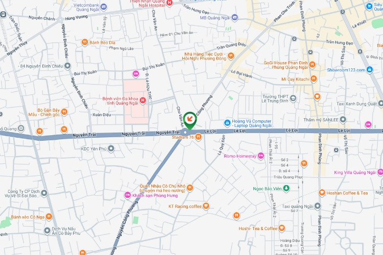 Map- Horizontal Wallscape Billboard at Nguyen Trai – Le Loi – Nguyen Cong Phuong Intersection,, Nghia Lo Ward, Quang Ngai