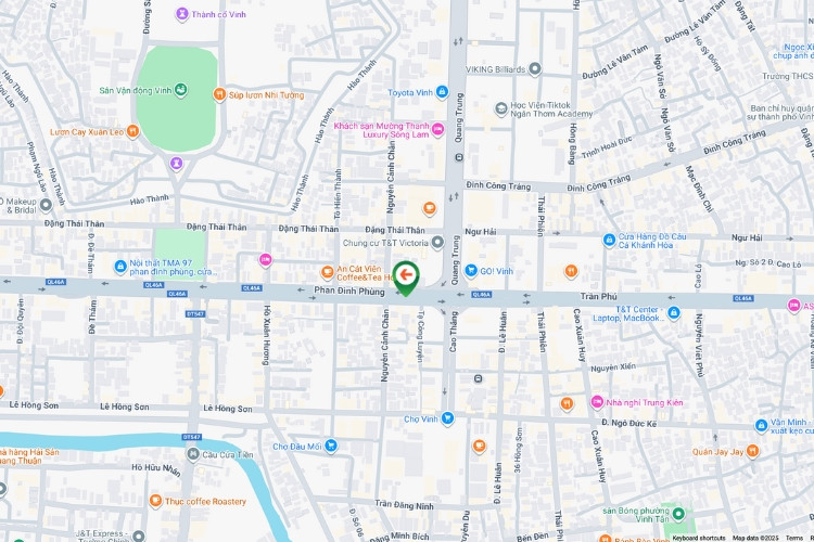 Map-  Horizontal Wallscape Billboard at 200 Phan Dinh Phung, Thanh Vinh, Nghe An