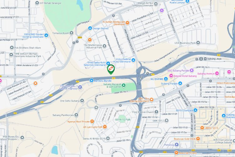 Map - Vertical Unipole Billboard at Federal Highway KM17.5-b, Shah Alam, Selangor (Subang Jaya Interchange)