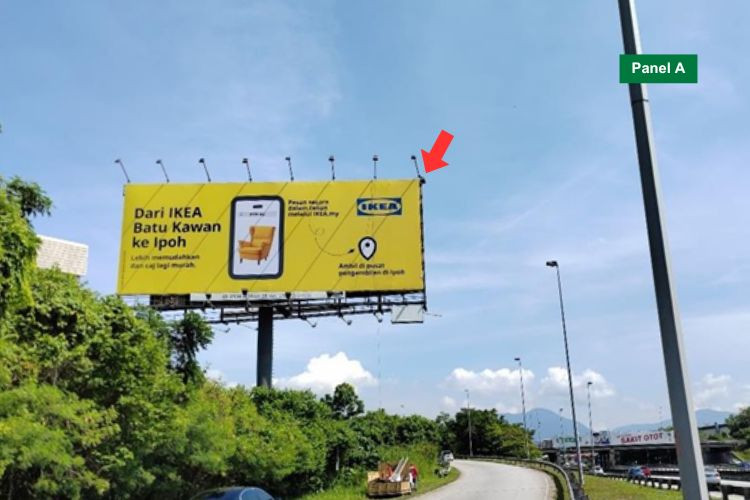 2 Sided Horizontal Unipole Billboard at NSE Highway KM275, Ipoh, Perak