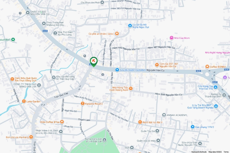 Map- Horizontal Wallscape Billboard at 502 Nguyen Van Cu, Buon Ma Thuoc Ward, Daklak (Nguyen Van Cu- Tran Quy Cap T-junction)