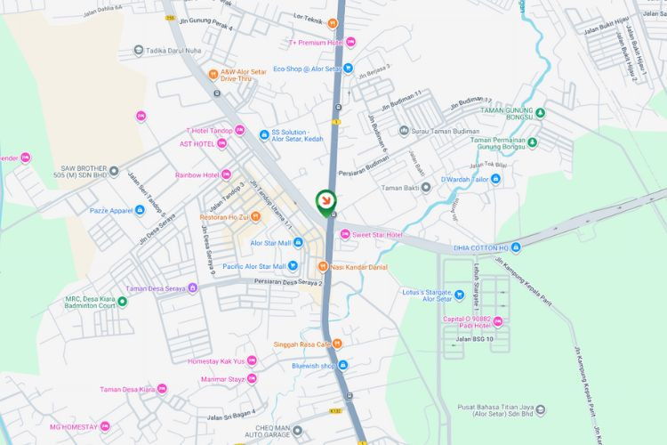 Map - Vertical Unipole Billboard at Lebuhraya Sultanah Bahiyah / Lebuhraya Sultan Abdul Halim, Alor Setar, Kedah (near Alor Setar Mall traffic junction)