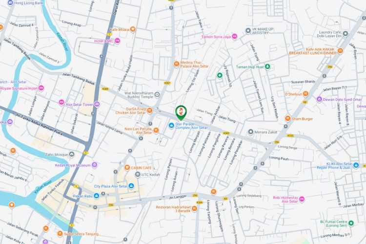 Map - Vertical Unipole Billboard at Jalan Teluk Wanjah, Alor Setar, Kedah (near Star Parade Complex and Aman Central)