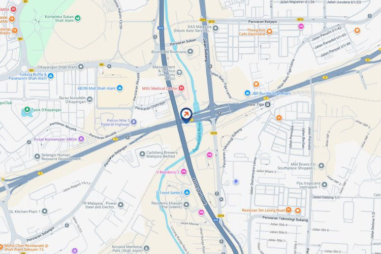 Map - Vertical Digital Screen Billboard at Federal Highway - Carlsberg, Shah Alam, Selangor (A)