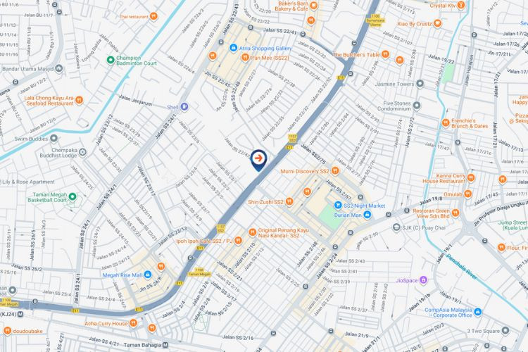 Map - Vertical Digital Screen Billboard at LDP Highway – SS 2 / Damansara Jaya, Petaling Jaya, Selangor (B)