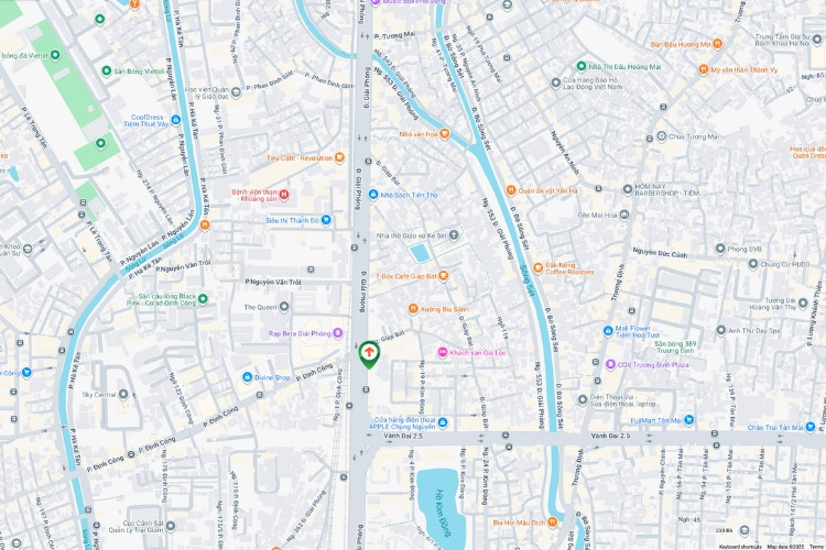 Map- Horizontal Wallscape Billboard at Giai Phong & Truong Dinh T-Junction, Dinh Cong Ward, Ha Noi City