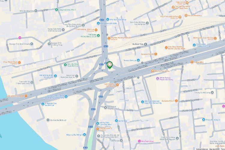 Map- Horizontal Unipole Billboard at Binh Trieu Intersection – Binh Loi Bridge, Thu Duc City, Linh Xuan Ward, Ho Chi Minh City