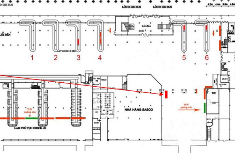 Map - Panel Horizontal Light Box Billboard at T1 Tan Son Nhat International Airport, Tan Son Hoa Ward, Ho Chi Minh City (Domestic Arrivals Isolation Area)