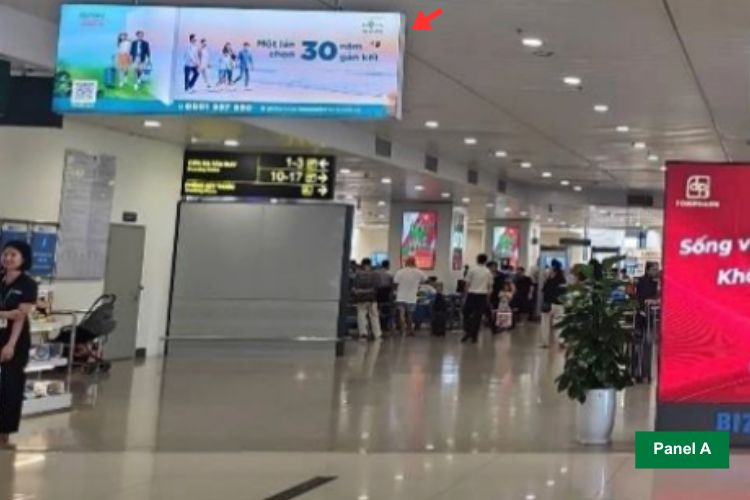 4 Panel Horizontal Hoarding pano Billboard at Noi Bai International Airport, Noi Bai Ward, Ha Noi City (Domestic Departures Isolation Area, on the way to the departure lounge, Wing C, Level 2, Terminal T1)