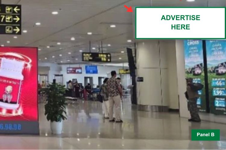 Panel B - Horizontal Hoarding pano Billboard at Noi Bai International Airport, Noi Bai Ward, Ha Noi City (Domestic Departures Isolation Area, on the way to the departure lounge, Wing C, Level 2, Terminal T1)