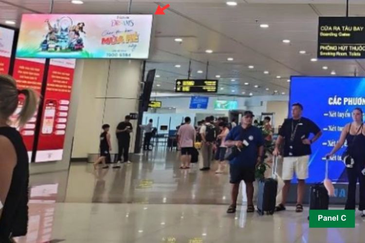 Panel C - Horizontal Hoarding pano Billboard at Noi Bai International Airport, Noi Bai Ward, Ha Noi City (Domestic Departures Isolation Area, on the way to the departure lounge, Wing C, Level 2, Terminal T1)