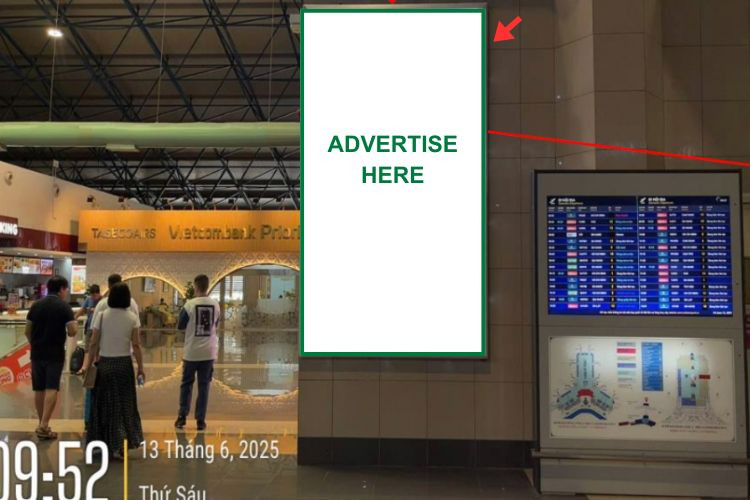 1 Panel Vertical Wall-mounted Pano Billboard at Noi Bai International Airport, Noi Bai Ward, Ha Noi City (Opposite the Business Lounge, Terminal T1)