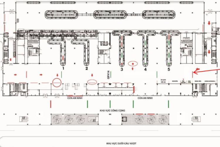 Map - Horizontal Hoarding pano Billboard at Da Nang International Airport, Hoa Cuong Ward, Da Nang City (Level 1, hanging ceiling sign in the domestic arrival restricted area, facing the left wing)