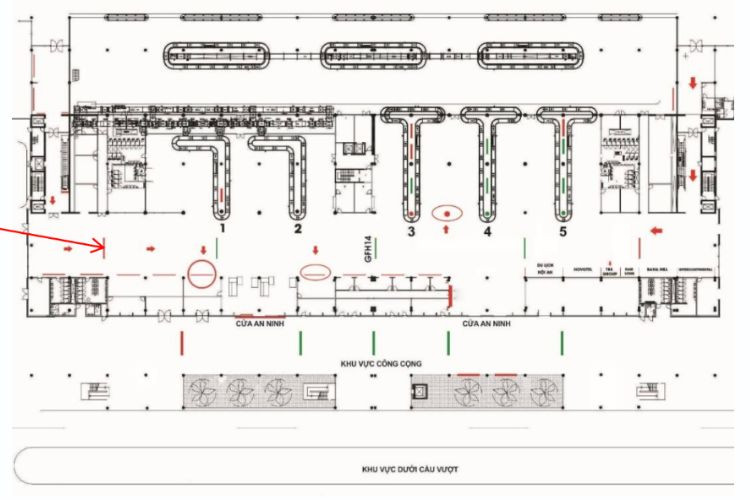 Map - Horizontal Hoarding pano Billboard at Da Nang International Airport, Hoa Cuong Ward, Da Nang City (Level 1, hanging ceiling sign in the domestic arrival restricted area, facing the right wing)