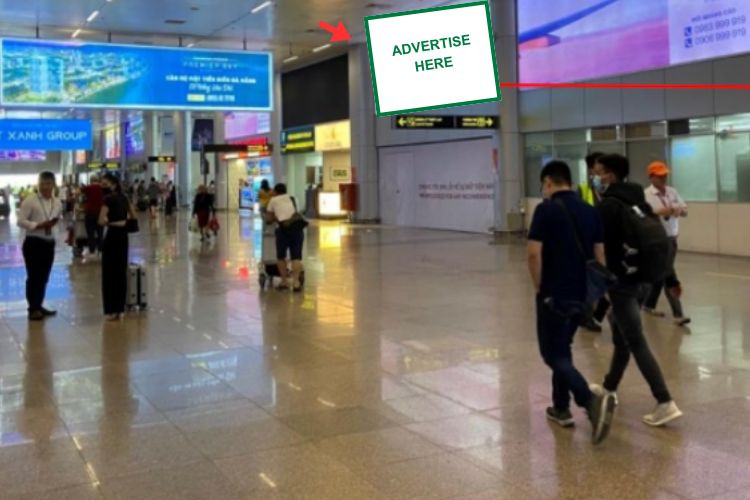 1 Panel Horizontal Wall-mounted Pano Billboard at Da Nang International Airport, Hoa Cuong Ward, Da Nang City (IP1.29, in the middle of the domestic arrival restricted area)