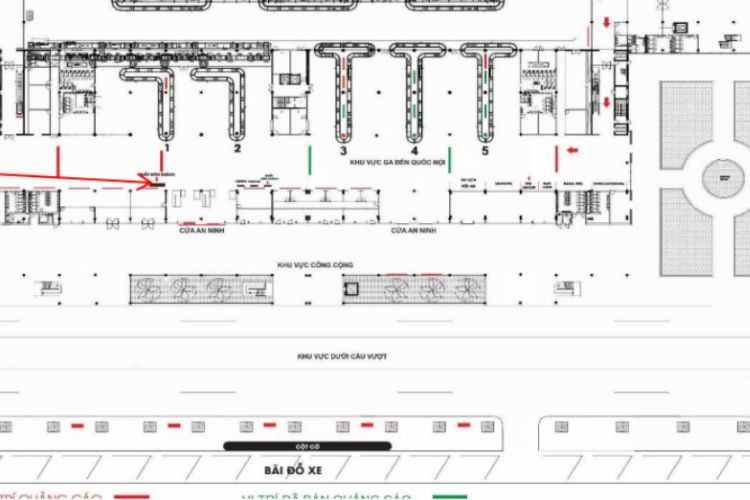 Map - Horizontal Wall-mounted Pano Billboard at Da Nang International Airport, Hoa Cuong Ward, Da Nang City (in the middle of the domestic arrival restricted area, facing passengers entering the terminal from the right wing)