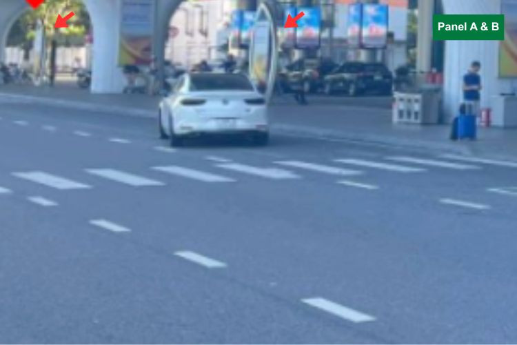 Panel A & B - Vertical Iron Frame Panel Billboard at Da Nang International Airport, Hoa Cuong Ward, Da Nang City (standing under the arrival overpass, opposite the domestic terminal)