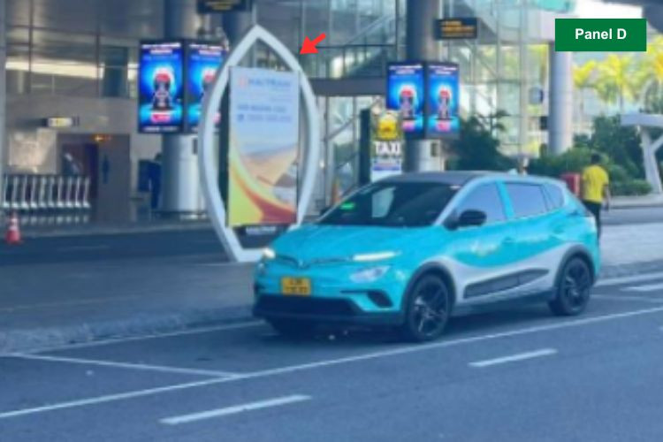 Panel D - Vertical Iron Frame Panel Billboard at Da Nang International Airport, Hoa Cuong Ward, Da Nang City (standing under the arrival overpass, opposite the domestic terminal)