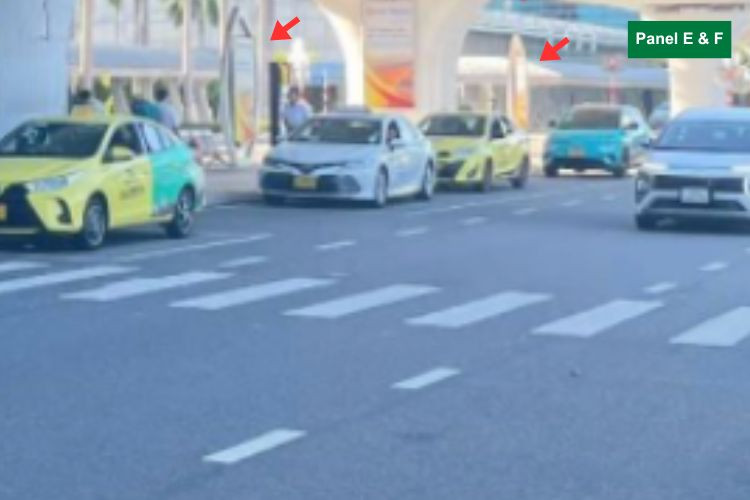 Panel E & F - Vertical Iron Frame Panel Billboard at Da Nang International Airport, Hoa Cuong Ward, Da Nang City (standing under the arrival overpass, opposite the domestic terminal)