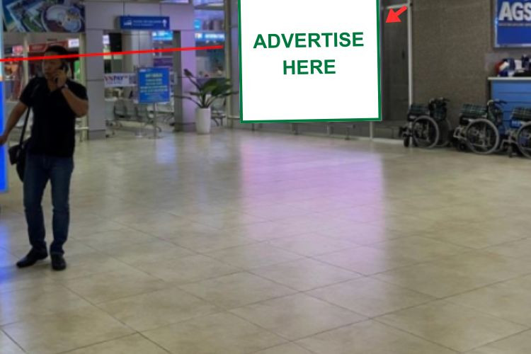 1 Panel Horizontal Wall-mounted Pano Billboard at Cam Ranh International Airport, Bac Cam Ranh Ward, Khanh Hoa (On the two passenger exit doors of the Domestic Arrivals Terminal)