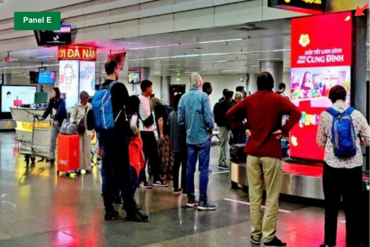 Panel E - Vertical Airport LED Screen Billboard at Da Nang International Airport, Hoa Cuong Ward, Da Nang City (Above the five baggage carousels, Domestic Arrivals Isolation Area)