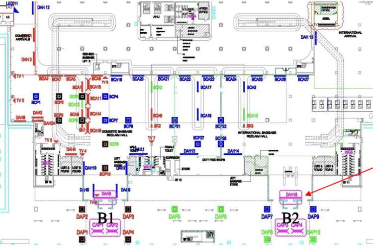 Map -  Horizontal Airport LED Screen Billboard at Phu Quoc International Airport, Phu Quoc, An Giang (Above the exit doors of the International Arrivals Terminal)