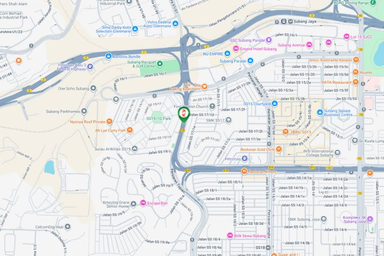 Map - Overhead Bridge Billboard at Persiaran Tujuan, Subang Jaya, Selangor (near SS19)
