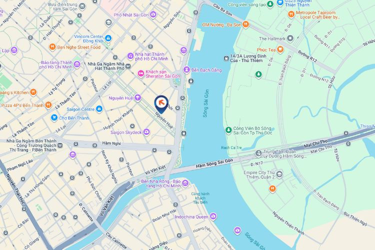 Map - Night view - Horizontal Curved LED screen Billboard at Nguyen Hue Walking Street, 12 Bis Nguyen Hue, Ho Chi Minh City.