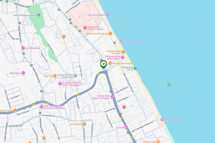 Map - Horizontal Minipole Billboard at Jalan Sultan Mahmud / Jalan Kamaruddin, Kuala Terengganu, Terengganu