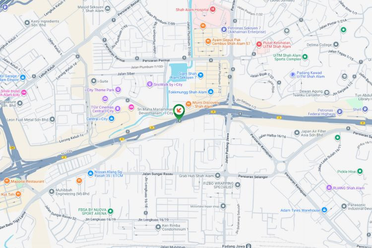 Map - Overhead Bridge Billboard at Federal Highway KM7.2, Shah Alam, Selangor (near iCity heading to Shah Alam)