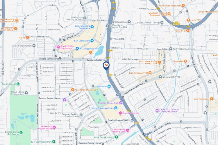 Map - Vertical Digital Screen Billboard at LDP Highway KM5.15, Bandar Utama, Petaling Jaya, Selangor (Near IKEA Damansara and 1 Utama Shopping Centre)