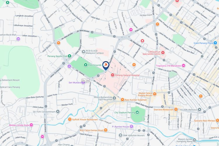 Map - Digital Overhead Bridge Billboard at Jalan Residensi - Hospital Pulau Pinang, George Town, Penang