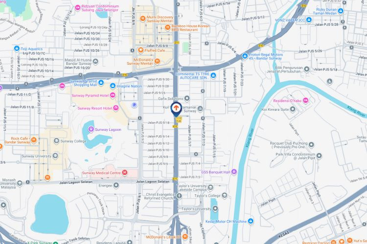 Map - Digital Overhead Bridge Billboard at LDP Highway KM17.9, Bandar Sunway, Petaling Jaya, Selangor