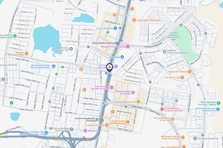 Map - Digital Overhead Bridge Billboard at LDP Highway KM23.25, Puchong, Selangor (near Puchong Business Centre)