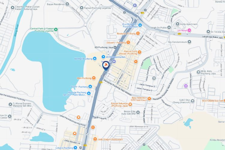 Map - Digital Overhead Bridge Billboard at LDP Highway KM21.4, Puchong, Selangor (near IOI Puchong)