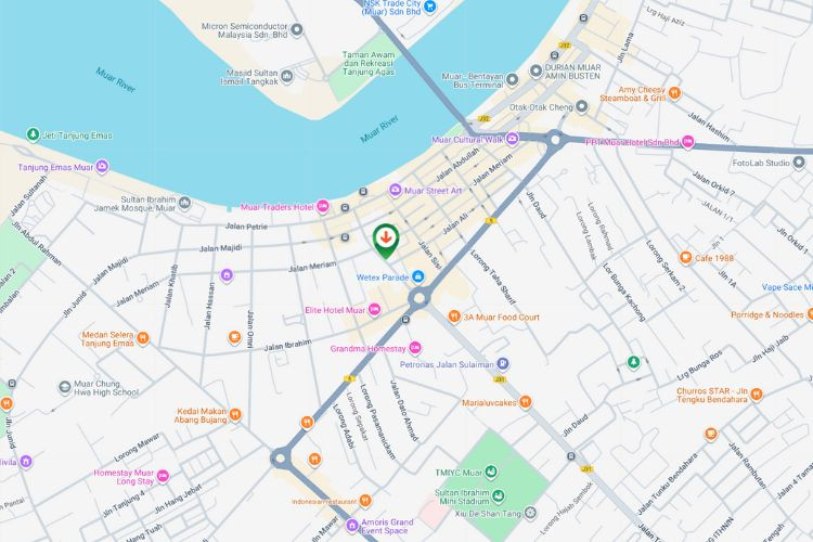 Map - Vertical Minipole Billboard at Jalan Sulaiman, Muar, Johor (beside Indian temple from roundabout)